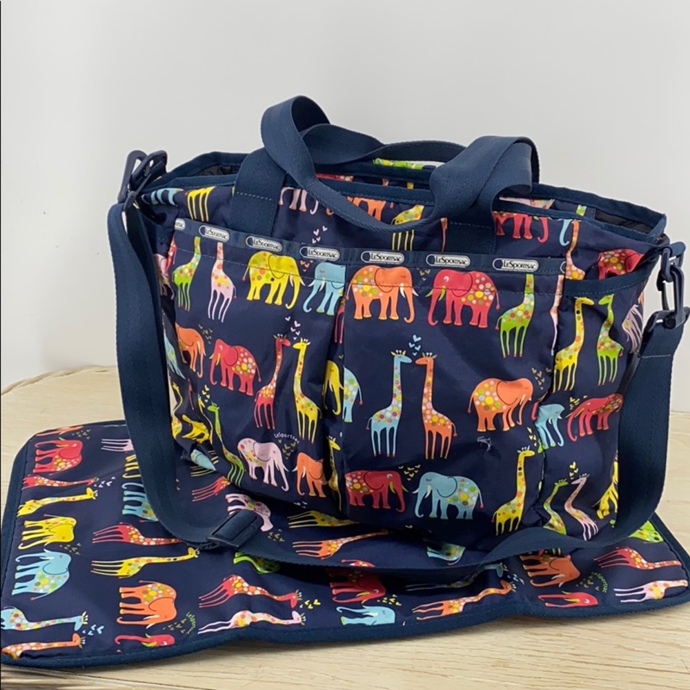 LeSportsac Ryan Baby Diaper Bag Blue Jungle BIN3